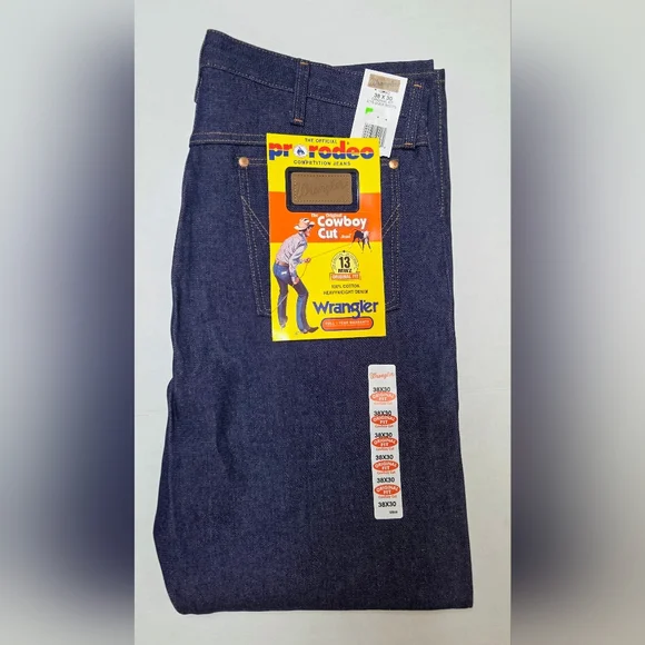Wrangler Jeans Mens 38x30 Blue 13MWZ Straight Denim Pants Western Work Cowboy - Picture 4 of 9